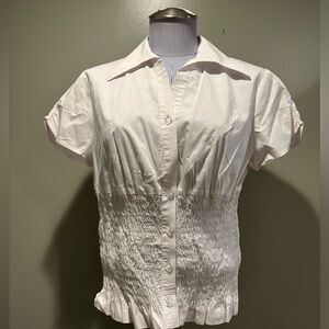 Ladies White Button Down Blouse.  Size Medium